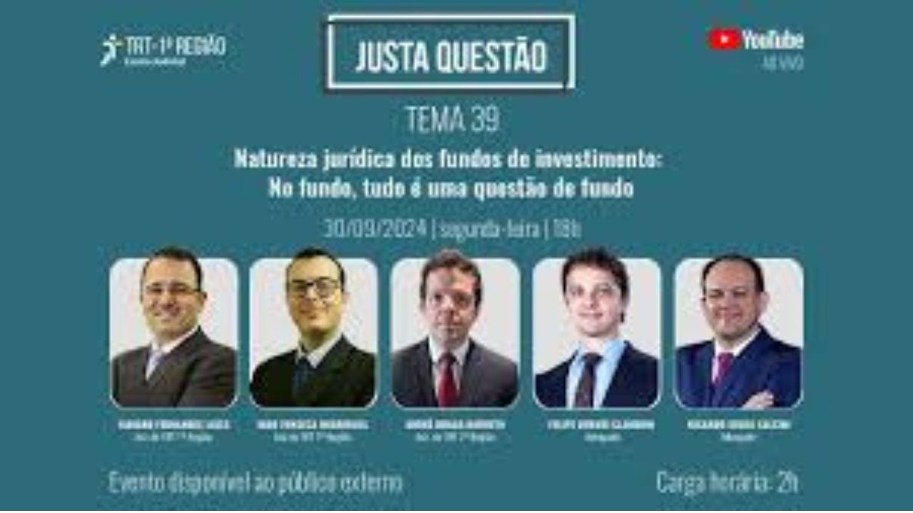 Felipe Demori Claudino debate a natureza jurídica dos fundos de investimento na Escola Judicial do TRT-RJ