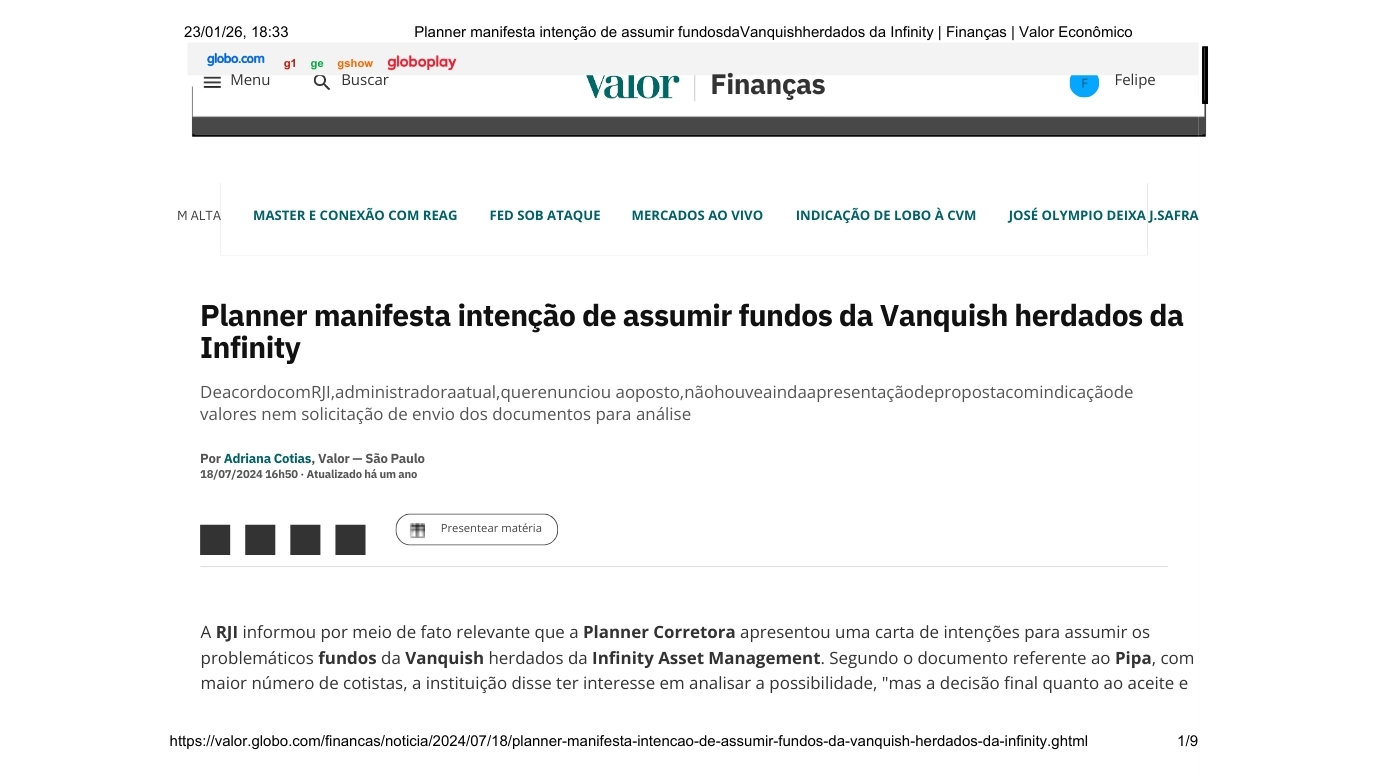 Felipe Demori Claudino e a Disputa pelos Ativos dos Fundos Infinity